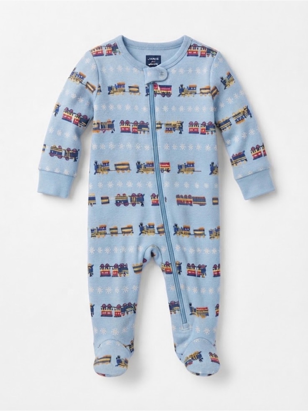 Janie And Jack Baby Good Night Footed Pajama In Train Light Blue Size 12-18M New